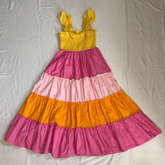 Crown & Ivy Yellow, Pink, and Orange Tiered Dress with Ruffles Size XS - Picture 4 of 4